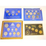 Four Different Nationality Proof Coin Sets: British, Cyprus, France, Trinidad and Tobago.