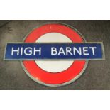 An Original High Barnet (1940s Northern Line) Underground Tube Station Sign. This huge (60 x 42