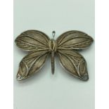 Large SILVER filigree BUTTERFLY BROOCH. 6.5 x 5 cm approx. 925 Silver.
