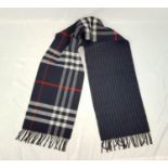 Brand New Marino Wool/Cashmere Burberry Scarf with Tag. Checked pattern. 166cm x 30cm.