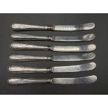 A Set of Six Antique Silver Knives. Hallmarked for Sheffield. 17cm. 150g total