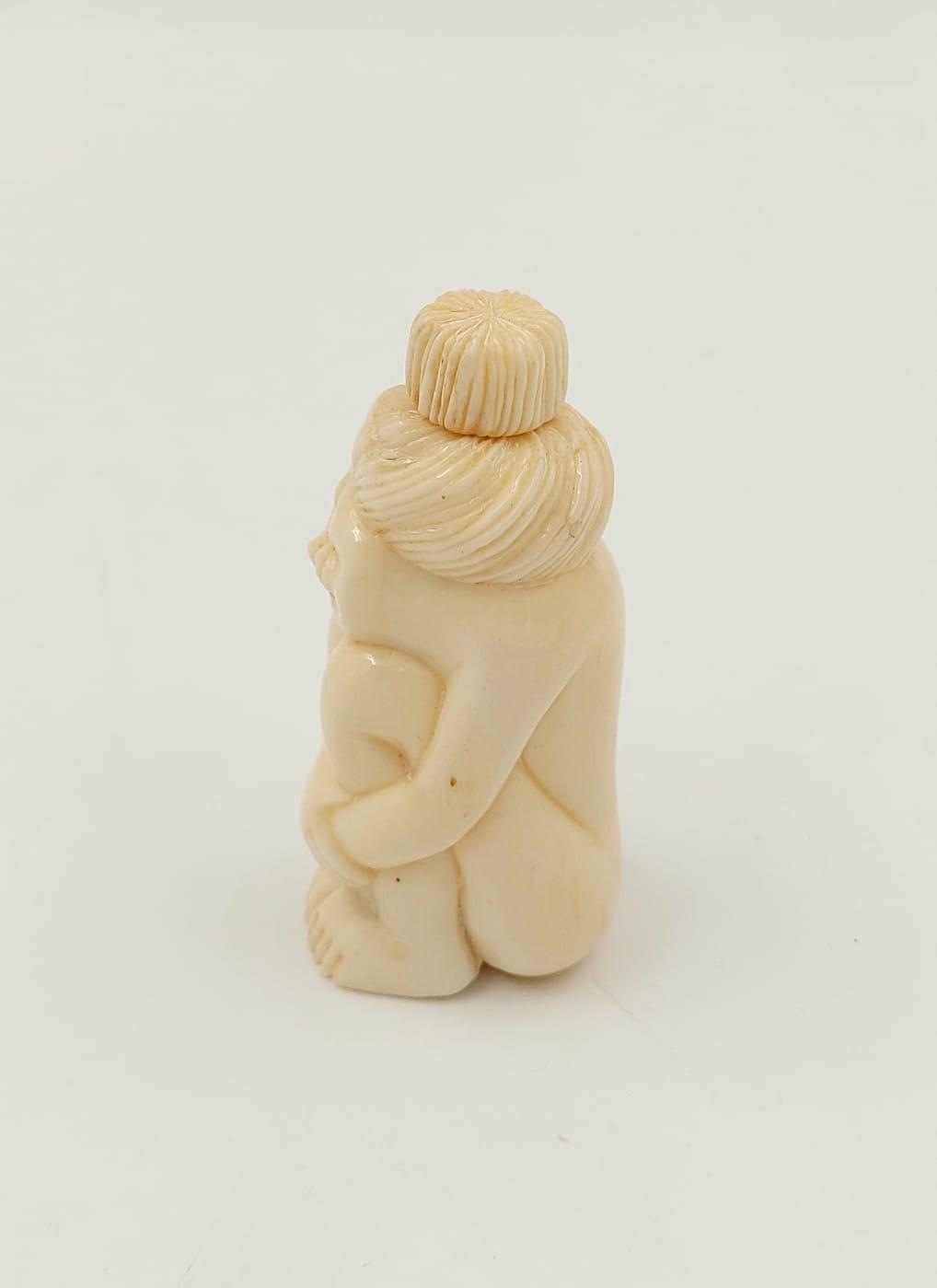 Antique Ivory Miniature Snuff Bottle Figurine. 6.5cm - Image 3 of 5