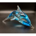 Crystal Glass Dolphin Figurine. 17cm length. A/F