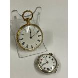 Vintage silver trench watch & 1 other ladies pocket watch , trench watch working & other ticks