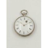 Antique pocket watch by Martin Brighton, UK silver case, hallmarks inside and to top. A/F