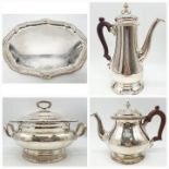 Asprey London Silver Tea and Coffee set, to include: Silver coffee pot weight 1180g and 28cm tall