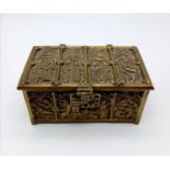 Rare Vintage Heavy Solid Brass Arthur Court Trinket Box. Ornate religious decoration throughout.