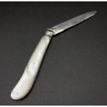 Antique Fruit Knife with Mother of Pearl Handle. Sheffield Hallmark. 13cm