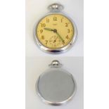 A Vintage Smiths Empire Chronograph Pocket Watch. Top Winder. Chrome Finish. Yellow dial. In full