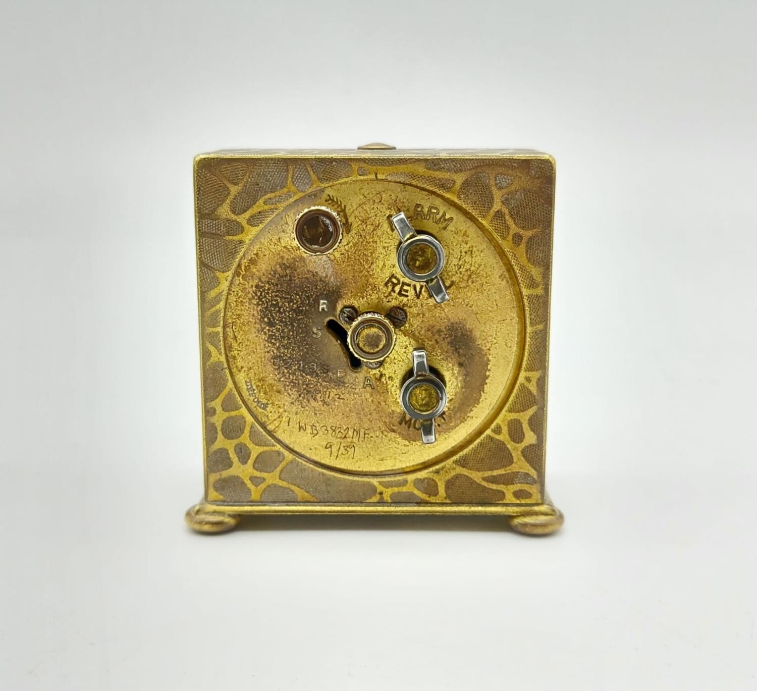 An Early French Travel Alarm Clock - Patented. In a rockery pattern. 5 x 5cm. In working order. - Image 4 of 8