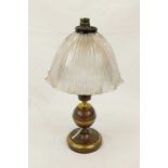 A Converted Gas Lamp with Original Glass Shade. 42cm high.