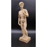 A STATUE OF "DAVID" ON MARBLE BASE . 37cms in height. 1.5kg