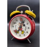 A German Avronel Mickey Mouse Double Bell Alarm Clock. In working order.
