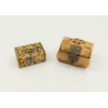 Two Antique Japanese Ivory - Possibly Netsuke Trinket Boxes. 45 x 25mm and 55 x 35mm. A/F