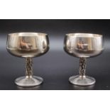 A pair of stylish Pinder Bros silver plated goblet cups. 10cm in height