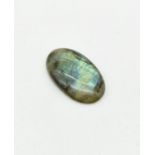 27.23CTS NATURAL LABRADORITE, OVAL CABOCHON. COMES COMPLETE WITH IDT CERTIFICATION.