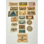 Twenty Original Antique German Notgeld Notes. German emergency money issued in a time of financial