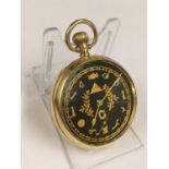 Vintage 9ct solid gold gents Masonic pocket watch , guilloche enamel dial , in good condition and