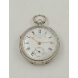 Antique silver pocket watch, 48mm dial, UK hallmarks, A/F