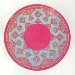 AN IMPERIAL RUSSIAN PLATE CIRCA 1890 MADE BY GARDNER IN A DISTINCTIVE CERISE AND TURQUOISE PATTERN