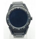 Black TAG Heuer Smartwatch, diameter of face 40mm. length of strap 17cm.