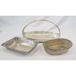 A Christofle, Intertwined White Metal Oval Bread Basket with handle -42cm length. Plus two other