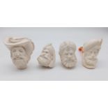 Four Turkish Meerschaum Pipes. All different characters. Unused, as new.
