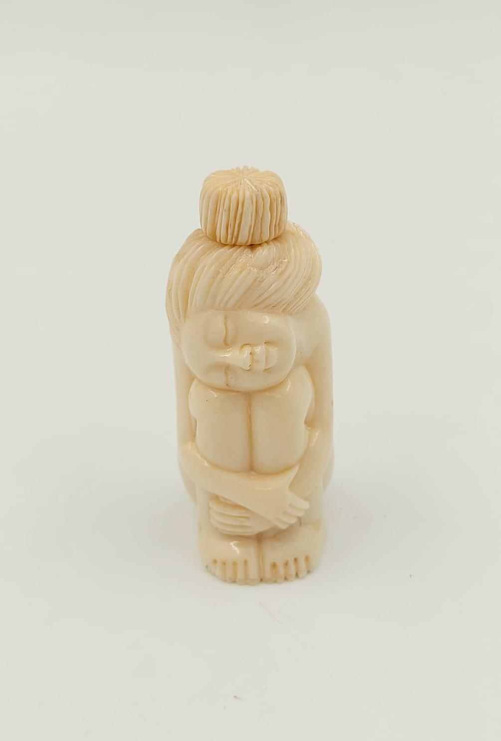 Antique Ivory Miniature Snuff Bottle Figurine. 6.5cm