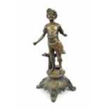 An Antique Bronze Statue of a Cobblers Apprentice. 45cm tall. A/F