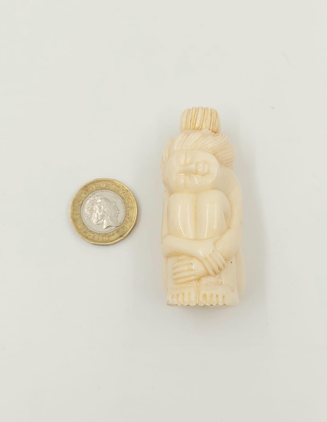 Antique Ivory Miniature Snuff Bottle Figurine. 6.5cm - Image 5 of 5