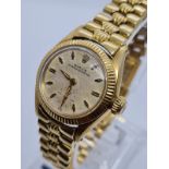 Rolex Oyster Perpetual 18k gold ladies watch 1940s/1950s model, rare original strap with Rolex