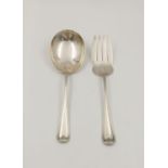 A Vintage Shreve, Crump and Low Sterling Silver Large Serving Fork and Spoon. 21cm. 165g total