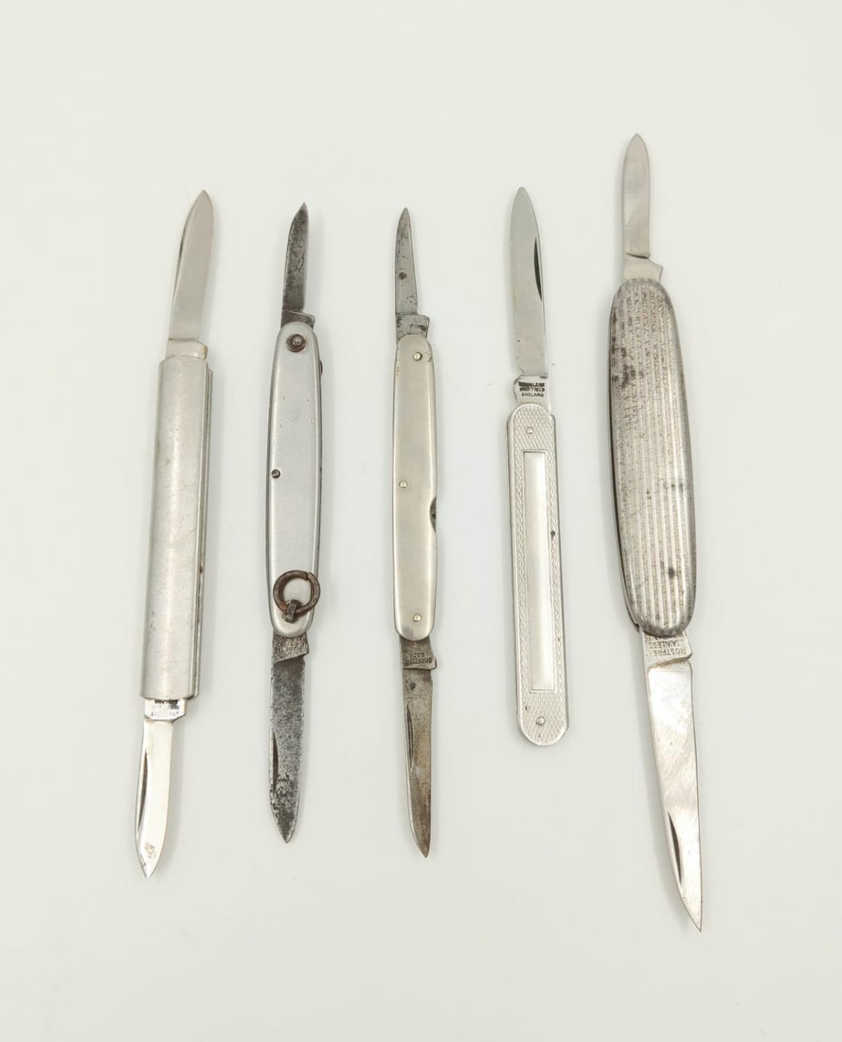 5 Vintage Stainless Steel Penknives, 4 Sheffield made and 1 German Made - Image 2 of 19