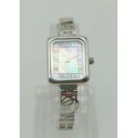 A Vintage Past Times Silver Ladies Watch. Silver strap and case - 15 x 18mm. Mother of Pearl Dial.