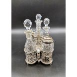 An Antique Solid Silver Cruet Set with Coat of Arms Insignia. Hallmarks for London 1861. Good