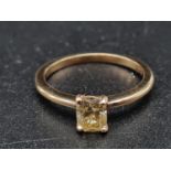 An 18K Yellow Gold Diamond Solitaire Ring - 0.66ct. Comes with a GLA Certificate. Size L. 2.6g