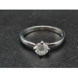 A Platinum Diamond Solitaire Ring. Size O 1/2. 4.15g 0.73ct. SL1/SL2. H/1.