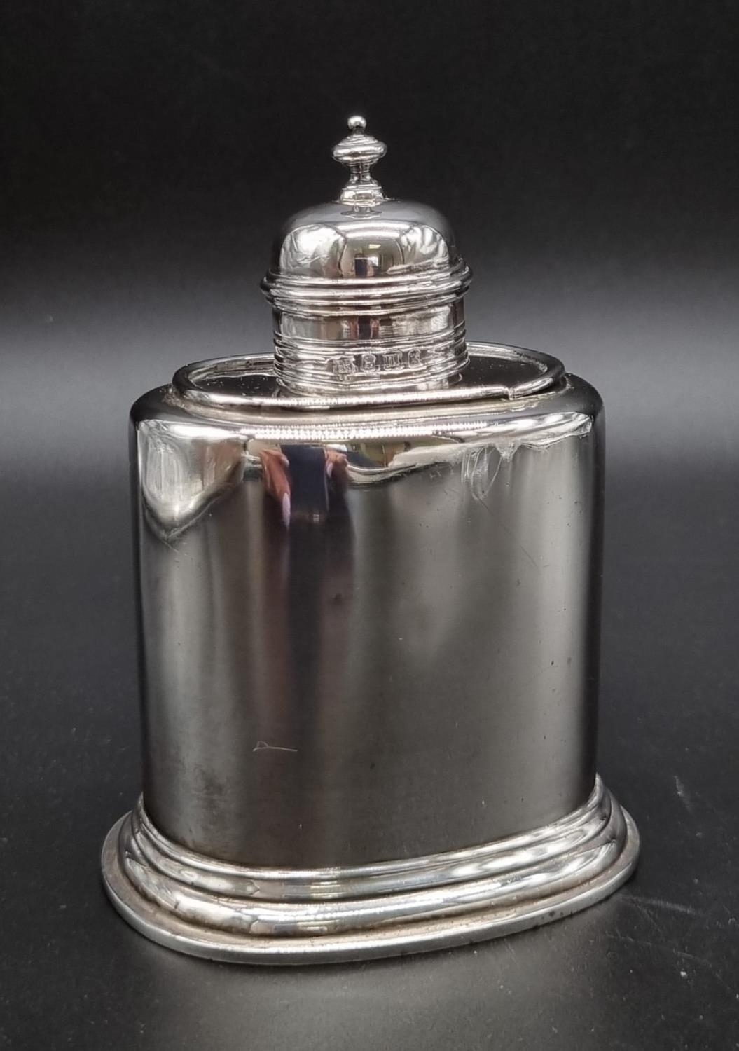 An Antique Queen Ann Style - Britannia Solid Silver Tea Caddy. Hallmarks for Thomas Bradbury,