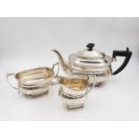 A Vintage Silver Mappin and Webb (1927) Tea Set. Comprising of tea pot, milk jug and sugar bowl.