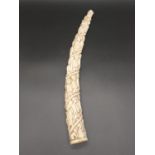 DEEPLY HAND CARVED IVORY 19TH CENTURY AFRICAN ANTIQUE HORN DEPICTING THE FRENCH HISTORY OF SLAVERY