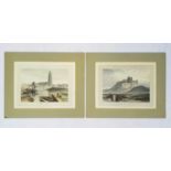 Two Aquatint Engravings by Will Daniell (1769 - 1837): Bamborough Castle and Boston, Lincolnshire.