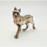 A Solid Silver Boxer Dog Figurine. 10 x 6cm. 56g