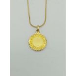 A 9K Yellow Gold S-Link Necklace - With a 9K Yellow Gold Gemini Twins Pendant. 60cm. 5.91g