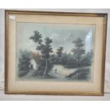 Two Antique Chinese Watercolour Paintings. In frame- 65 x 54cm. A/F