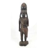 An Antique African Wooden Statue of A Tribal Female. 60cm tall. A/F