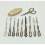 A Victorian Solid Silver Eclectic Eleven-Piece Manicure Set. 162g total weight.