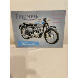 Vintage metal advertising sign for the Triumph Bonneville motorcycle. 16? x 12? (40 x 30 cm).