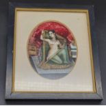 An Antique Miniature Erotic Indian Painting on Ivory. 15 x 17cm.