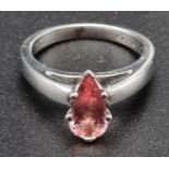 A Platinum and Pink Tourmaline Ring. Size K. 6.85g