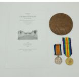 WW1 British Medal Duo & Death Plaque to 350985 Pte Charles Sinclair 9th Bn Royal Scots. Died of